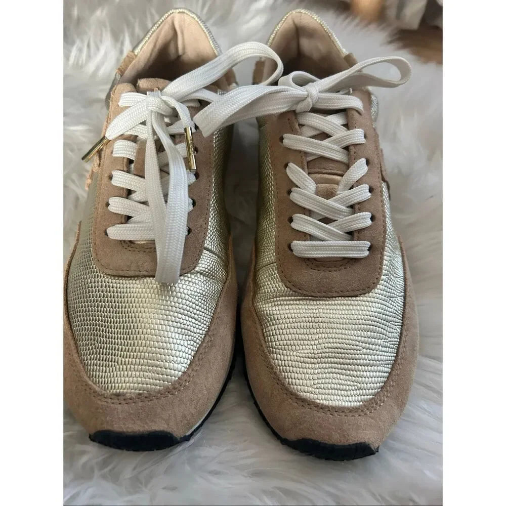 Michael Kors tan and gold sneakers comfy size 8
